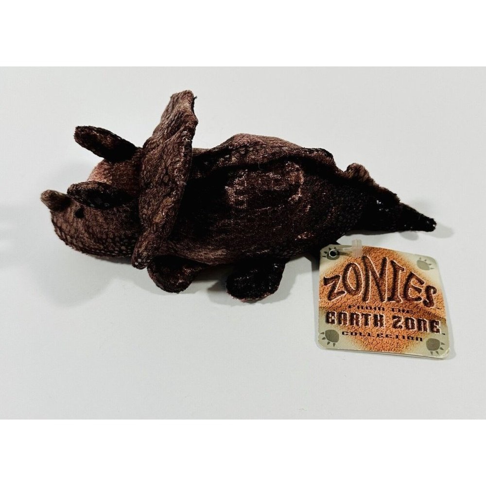 Russ Zonies Tyrone Dinosaur Plush  Stuffed Triceratops Bean Bag Earth Zone Toy